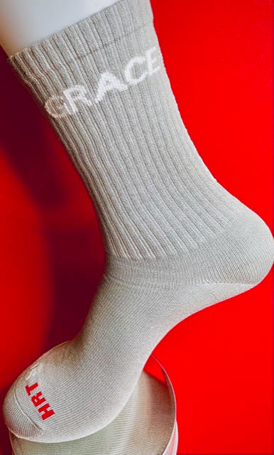 Graced Bamboo Crew (Grey and Red)